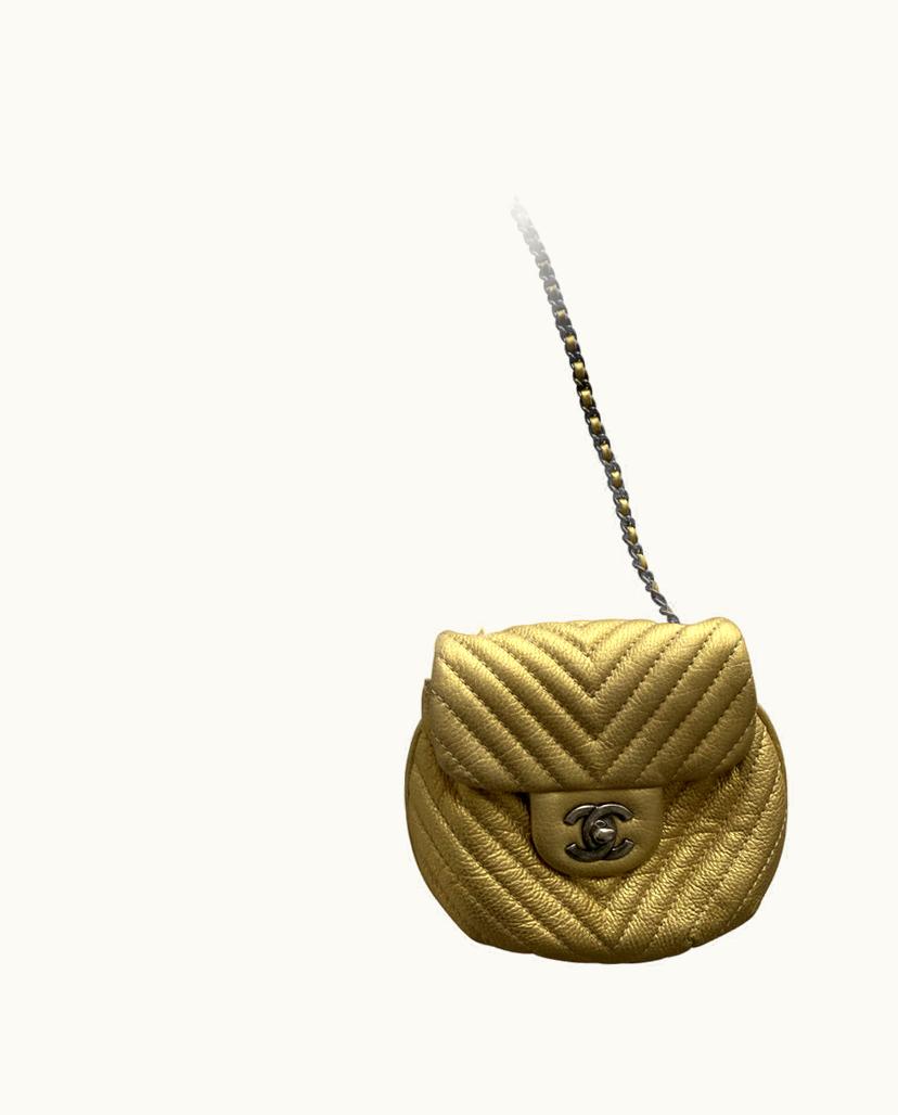 Chanel Chanel Chevron Shoulder Bag Gold