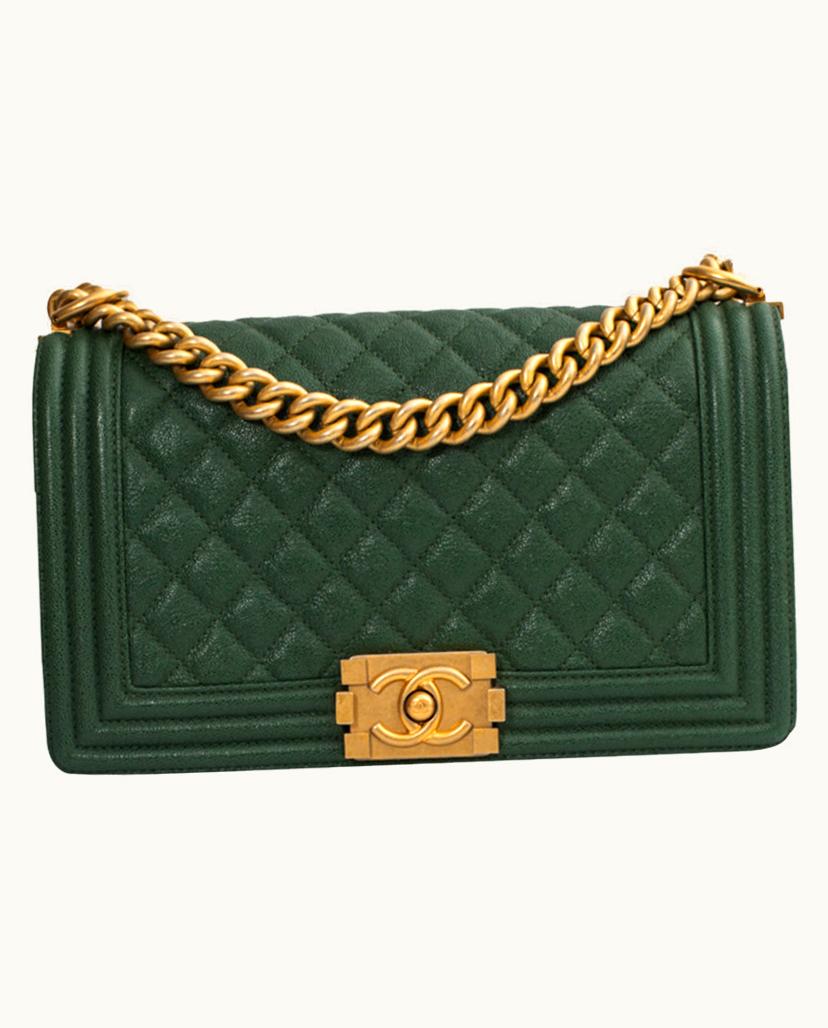 Chanel Chanel Boy Bag Leather Handbag Green