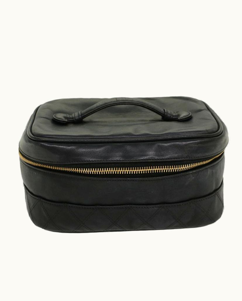 Chanel Chanel Vanity Case Pouch Black Leather