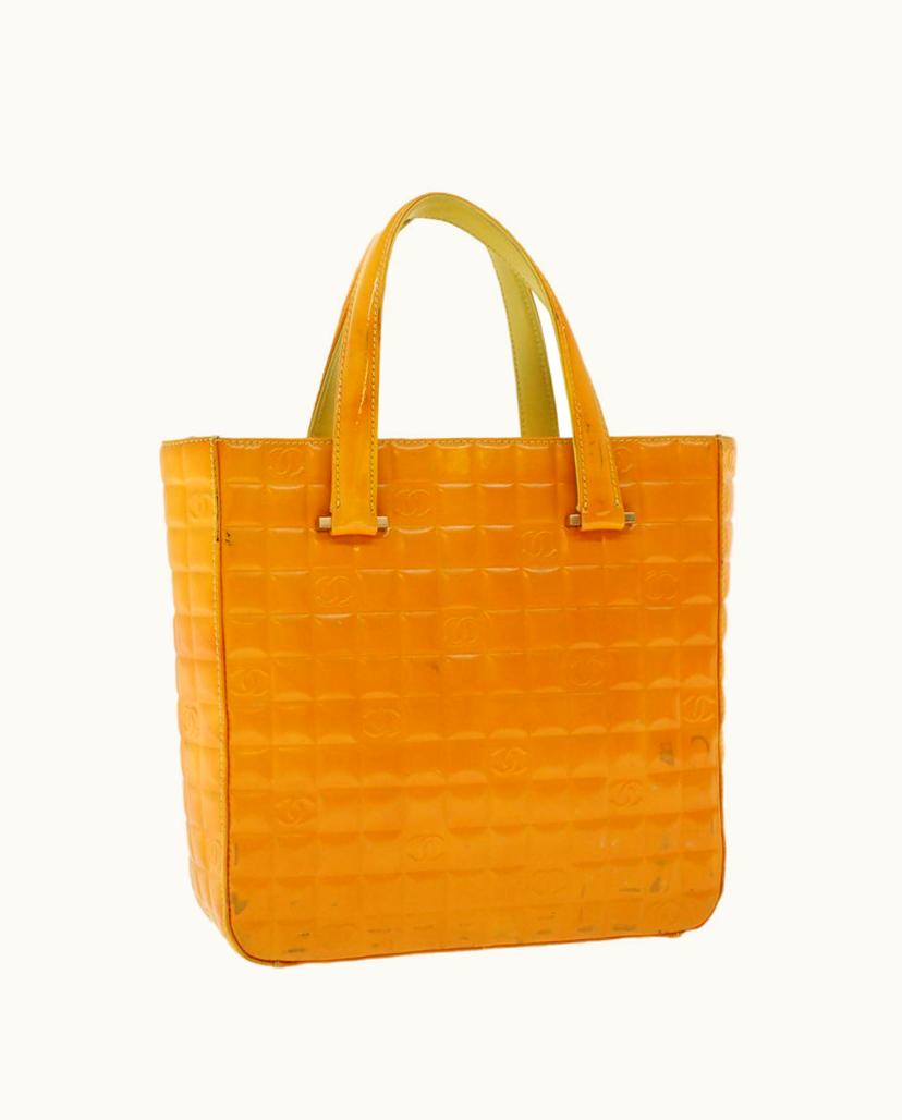 Chanel Chanel Women's Chocolate Bar Tote Bag Patent Leather In Yellow