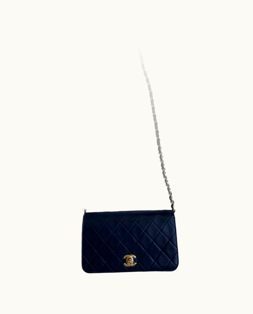 Chanel Chanel Classic Flap Bag Leather Blue Gold