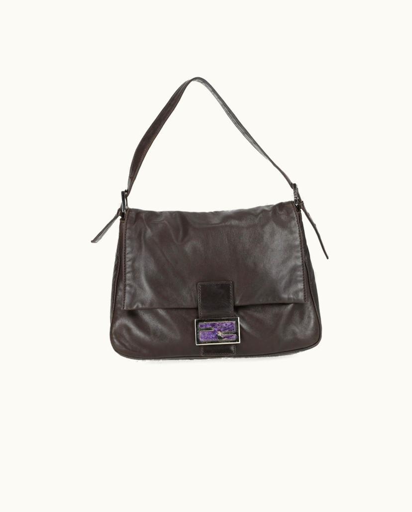 Fendi Fendi Mamma Baguette Leather Shoulder Bag Brown