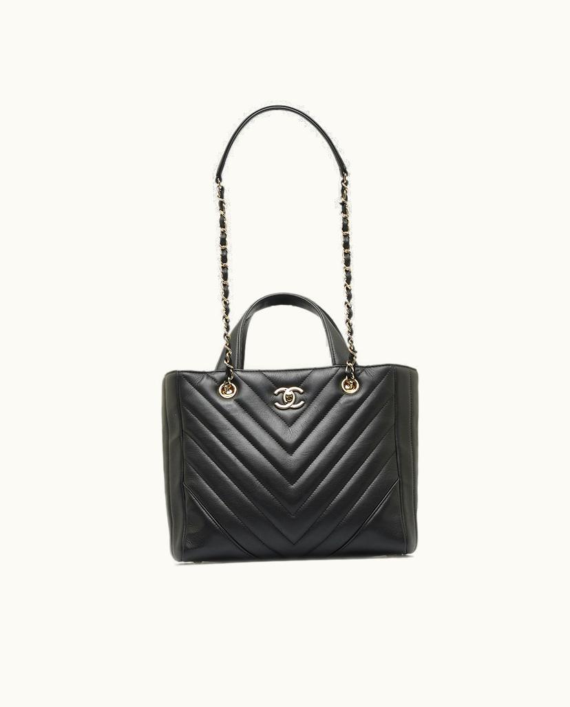 Chanel Chanel Chevron Satchel Leather Black