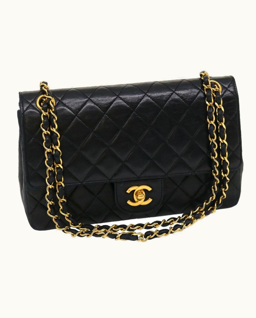 Chanel Chanel Double Flap Bag In Black Calfskin