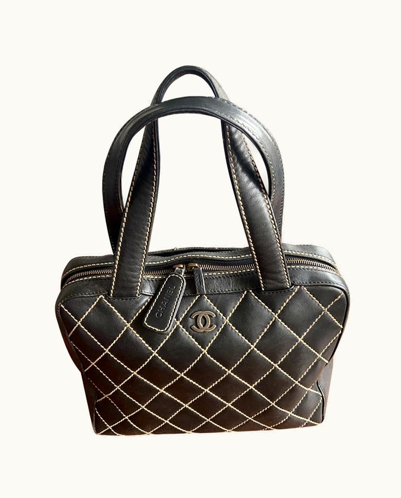 Chanel Chanel Vintage 2000s Wild Stitch Leather Women's Bag in Black