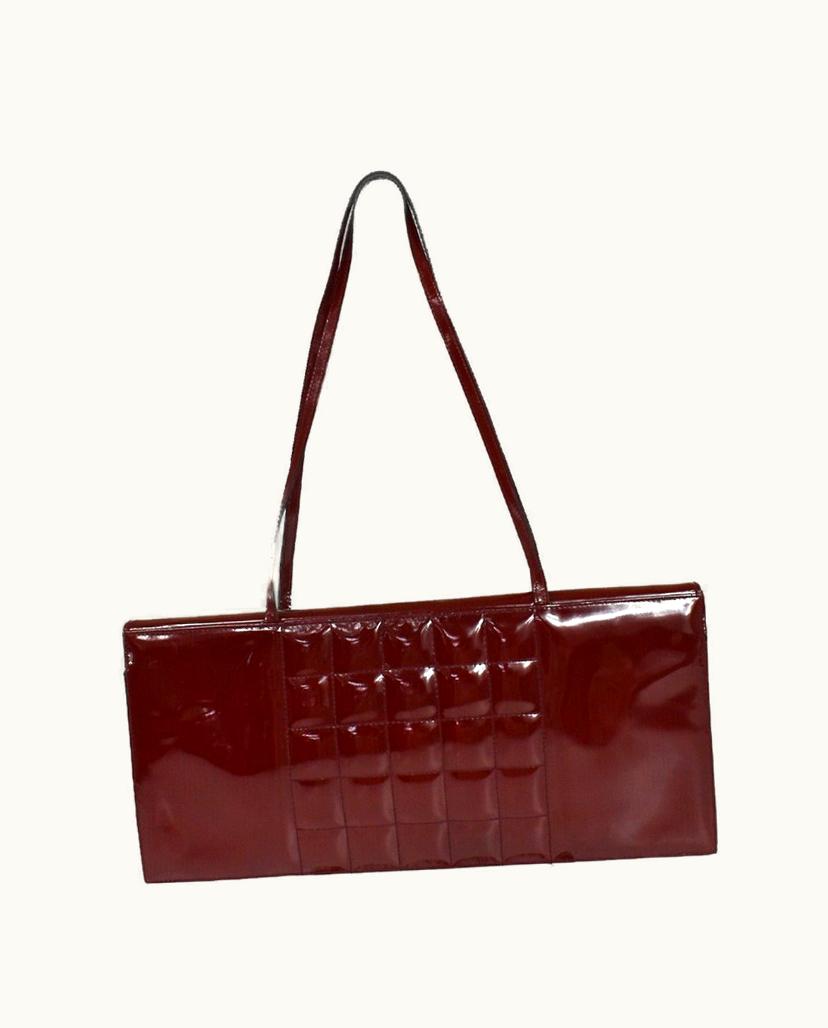 Chanel Chanel Women's Chocolate Bar Tote Bag Patent Leather In Bordeaux