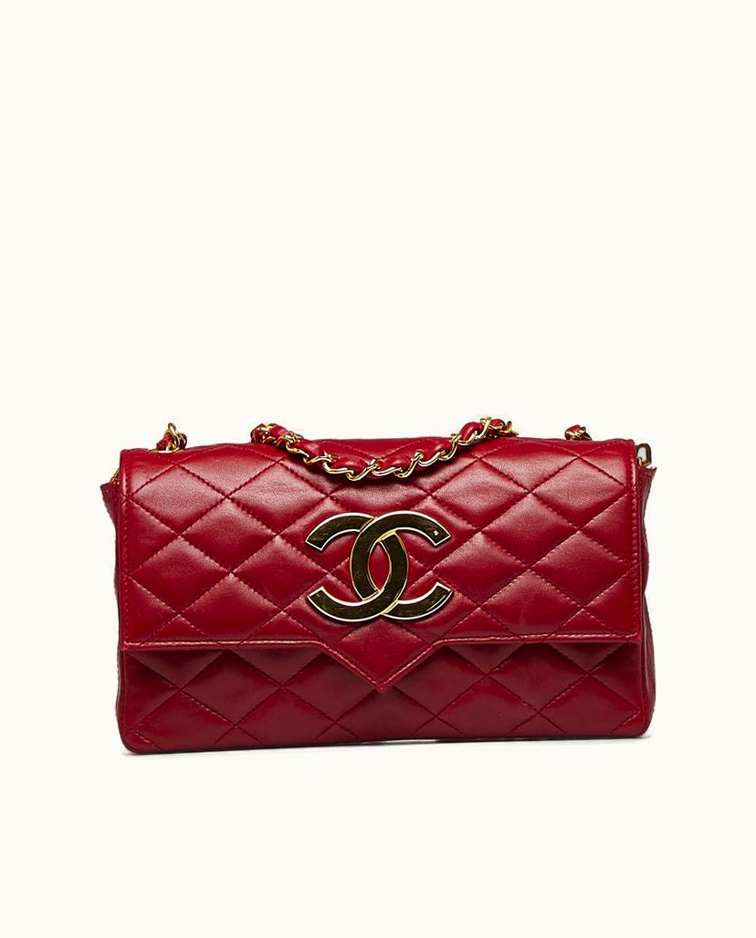 Chanel Chanel Classic Lambskin Leather Crossbody Bag in Red