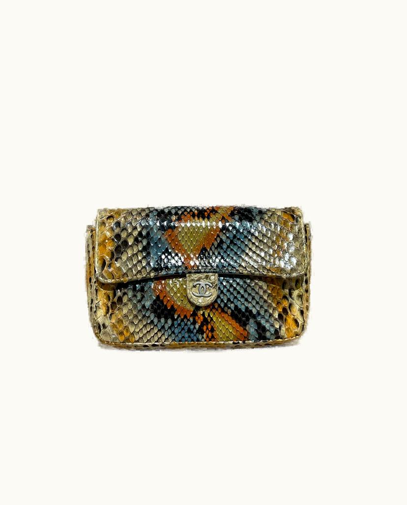 Chanel Chanel Python Leather Clutch Bag in Yellow