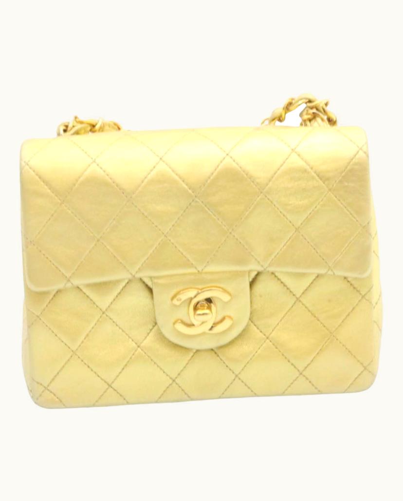 Chanel Chanel Name Tag Shoulder Bag Leather In Gold