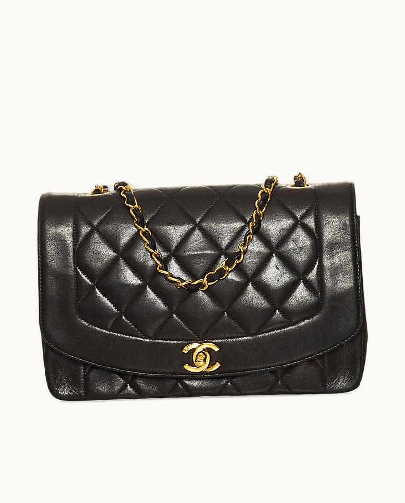 Chanel Chanel Diana Lambskin Leather Crossbody Bag Black