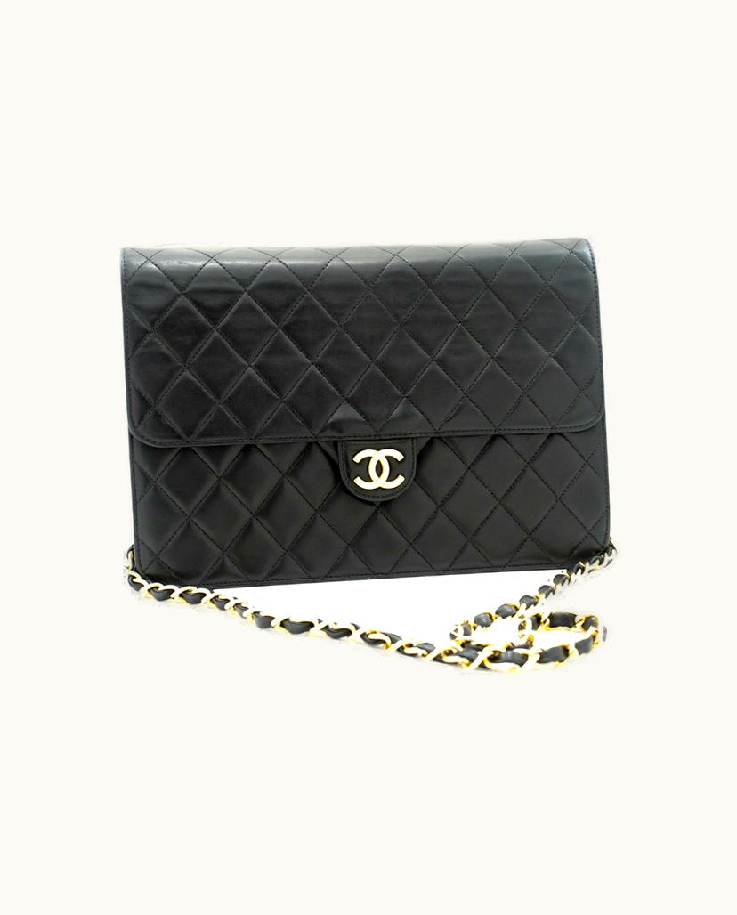 Chanel Chanel Matelassé Chain Shoulder Bag Clutch Black Leather