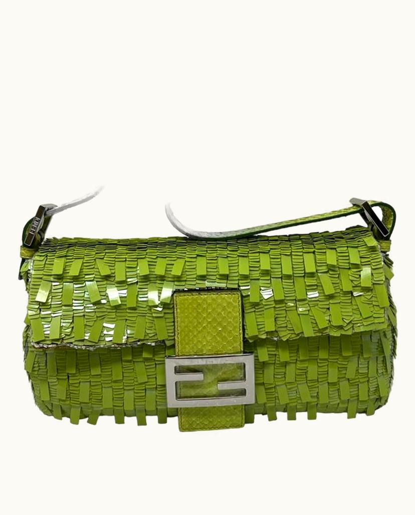 Fendi Fendi Python Vintage Baguette Bag In Light Green