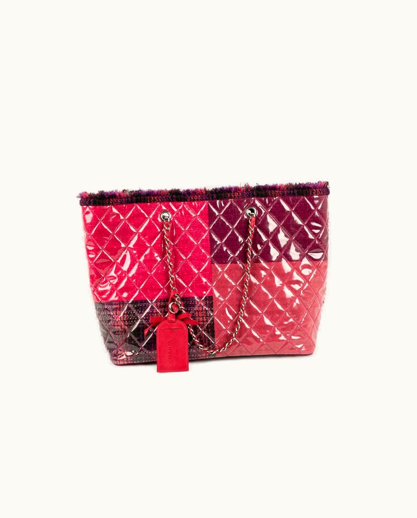 Chanel Chanel Sac Cabas 2009/2010 Quilted Leather Women's Handbag Pink/Purple