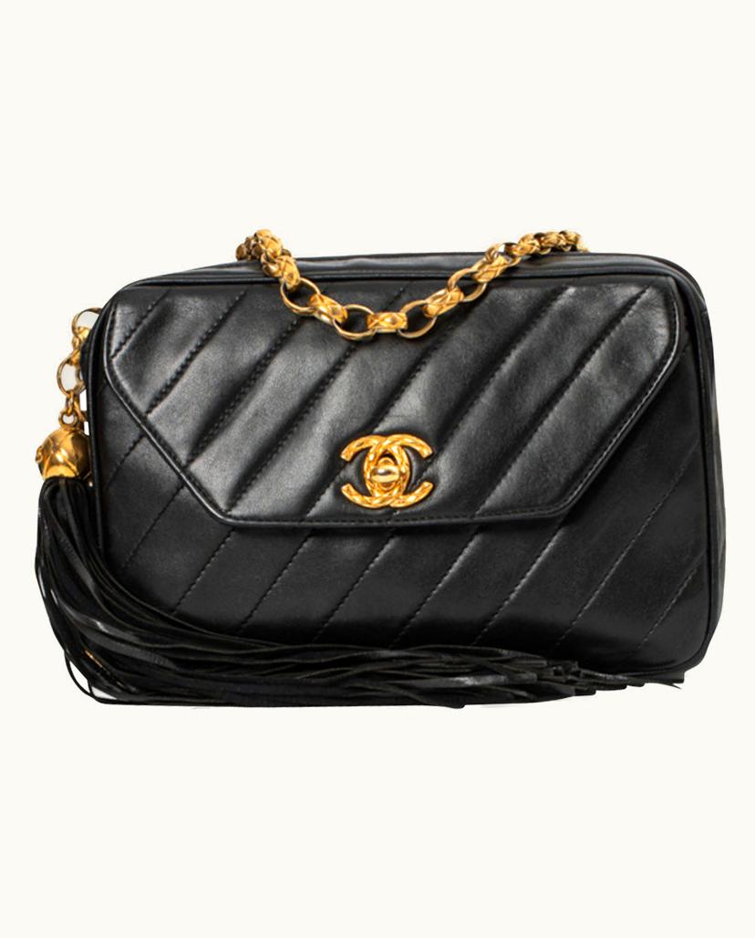 Chanel Chanel Camera Bag Leather Black Gold
