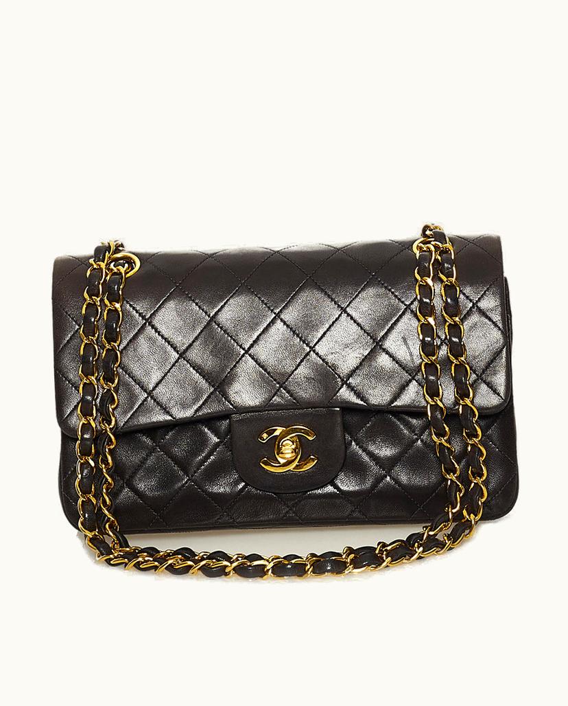 Chanel Chanel Small Classic Lambskin Double Flap Shoulder Bag Black