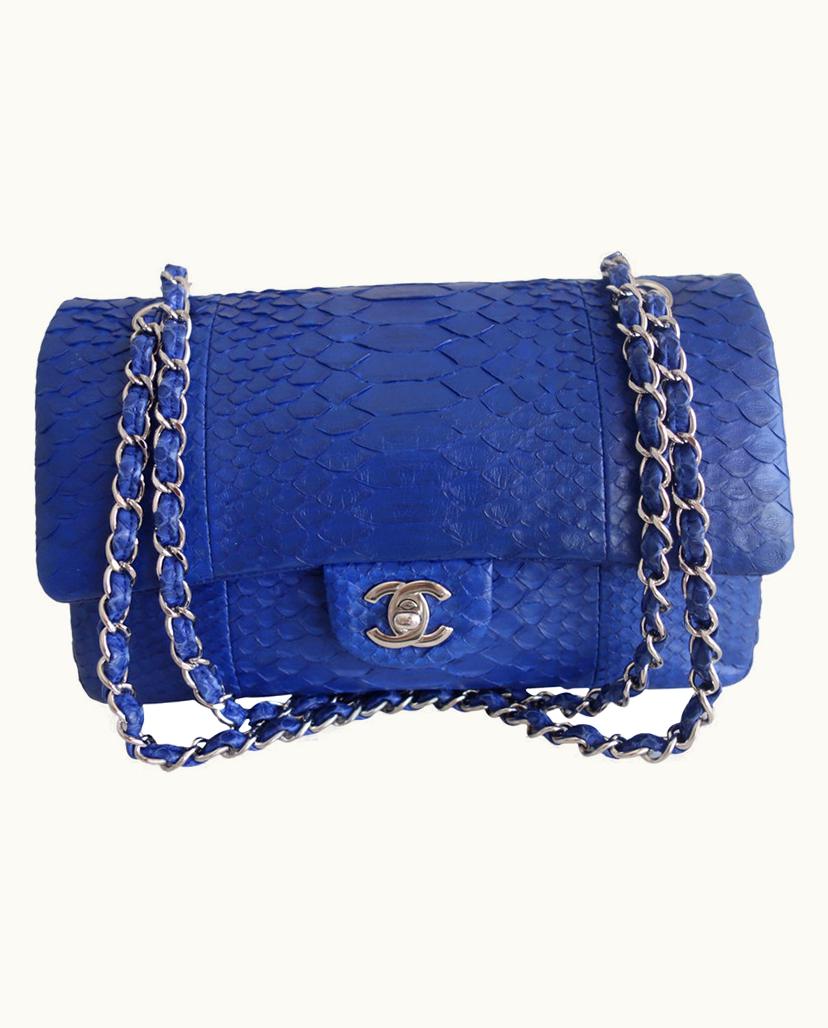 Chanel Chanel Classic Medium Flap Bag Python In Royal Blue