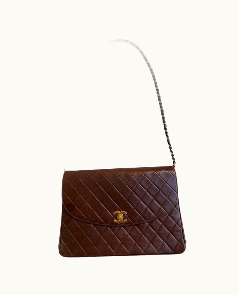 Chanel Chanel Classic Flap Bag Leather Dark Brown