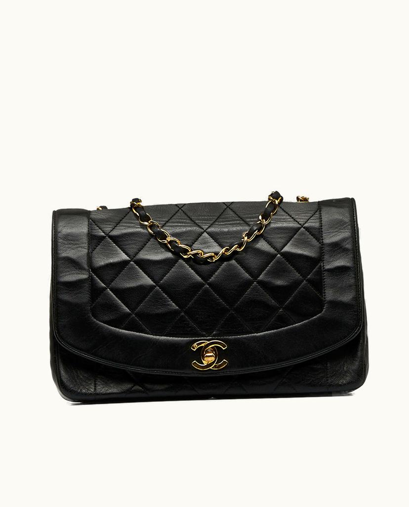 Chanel Chanel Diana Medium Flap Shoulder Bag Lambskin Leather In Black
