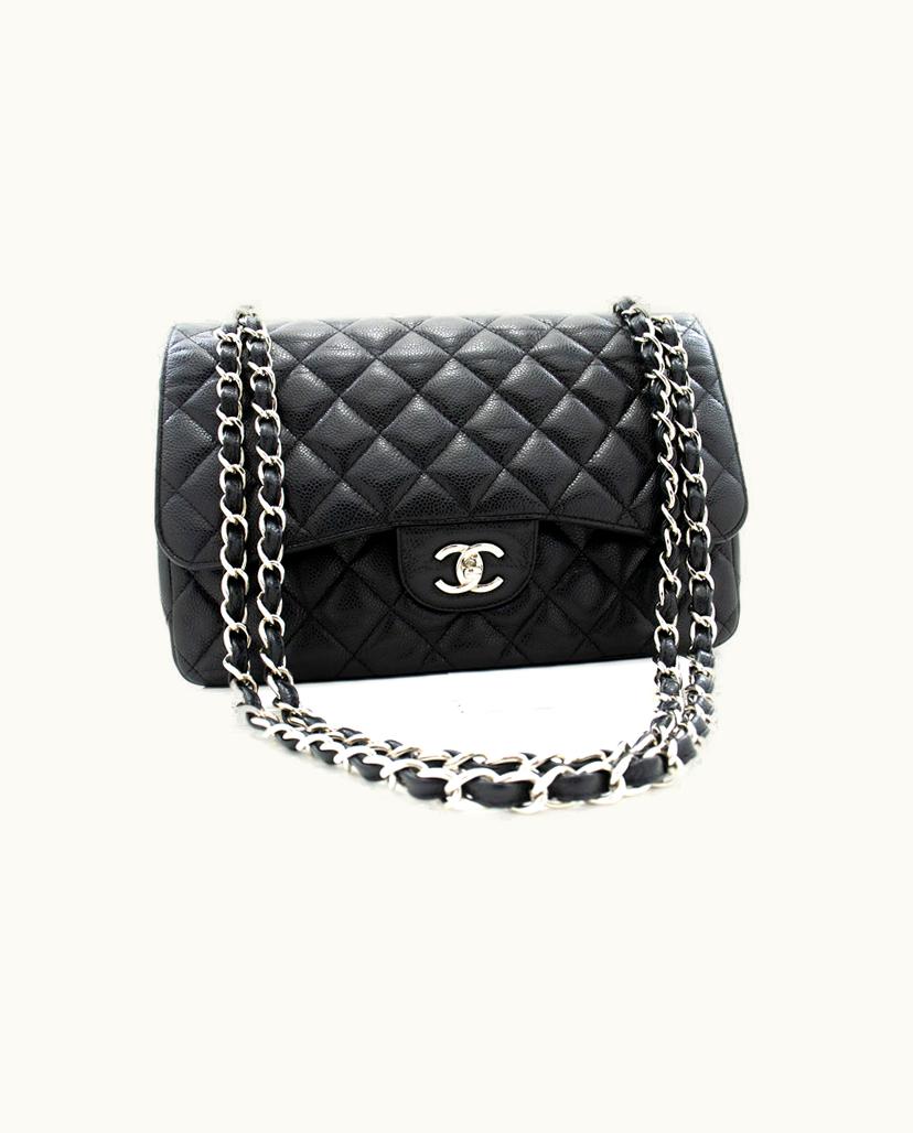 Chanel Chanel Classic Flap Shoulder Bag Leather Large Black