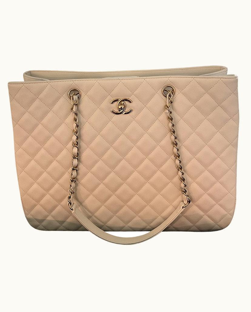 Chanel Chanel Shopper Women's Grand Caviar White Champagne Gold
