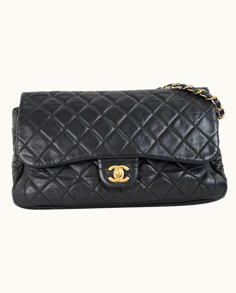 Chanel Baggy Vintage Chanel Flap Bag Matelassé Leather Navy Blue