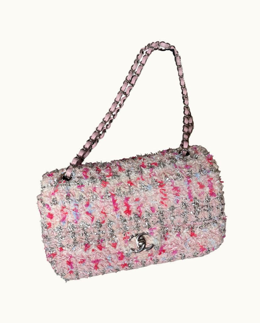 Chanel Chanel Timeless Tweed Medium Bag Silver