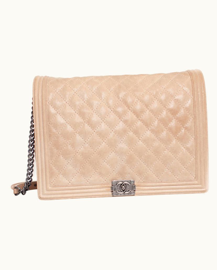 Chanel Chanel Large Boy Bag Leather Beige