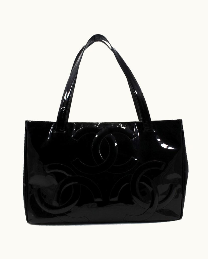 Chanel Chanel Shopper Patent Leather Shoulder Bag in Black