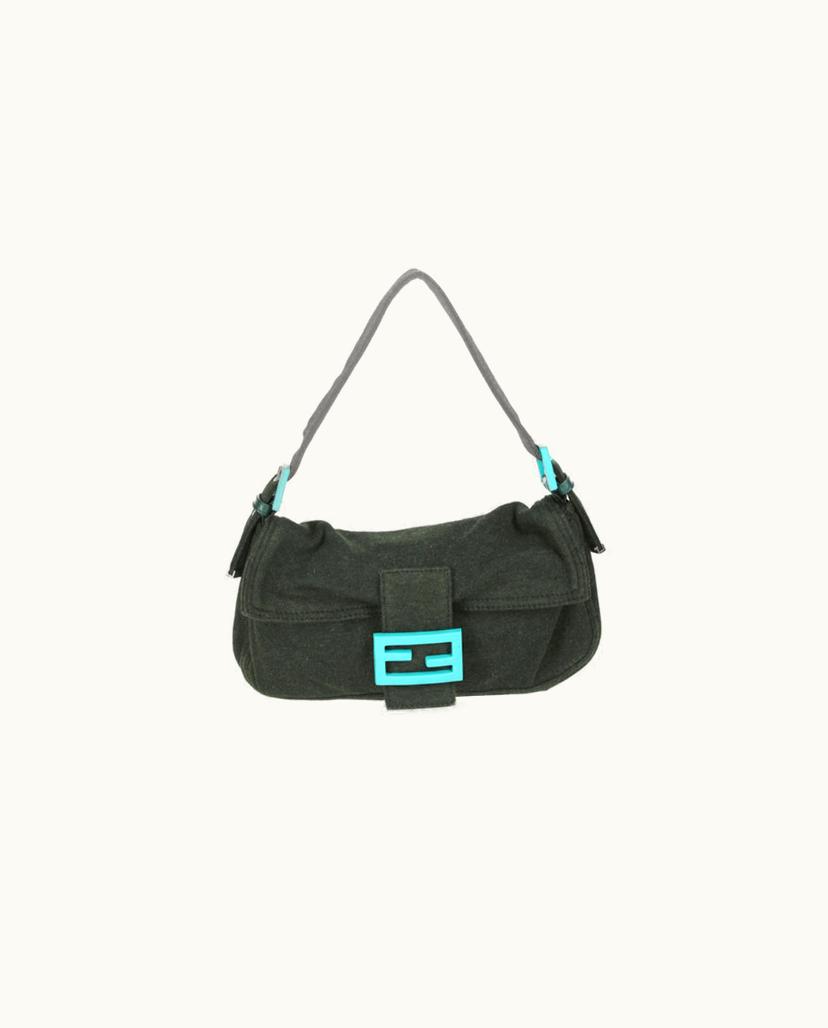 Fendi Fendi Baguette Textile Shoulder Bag Green