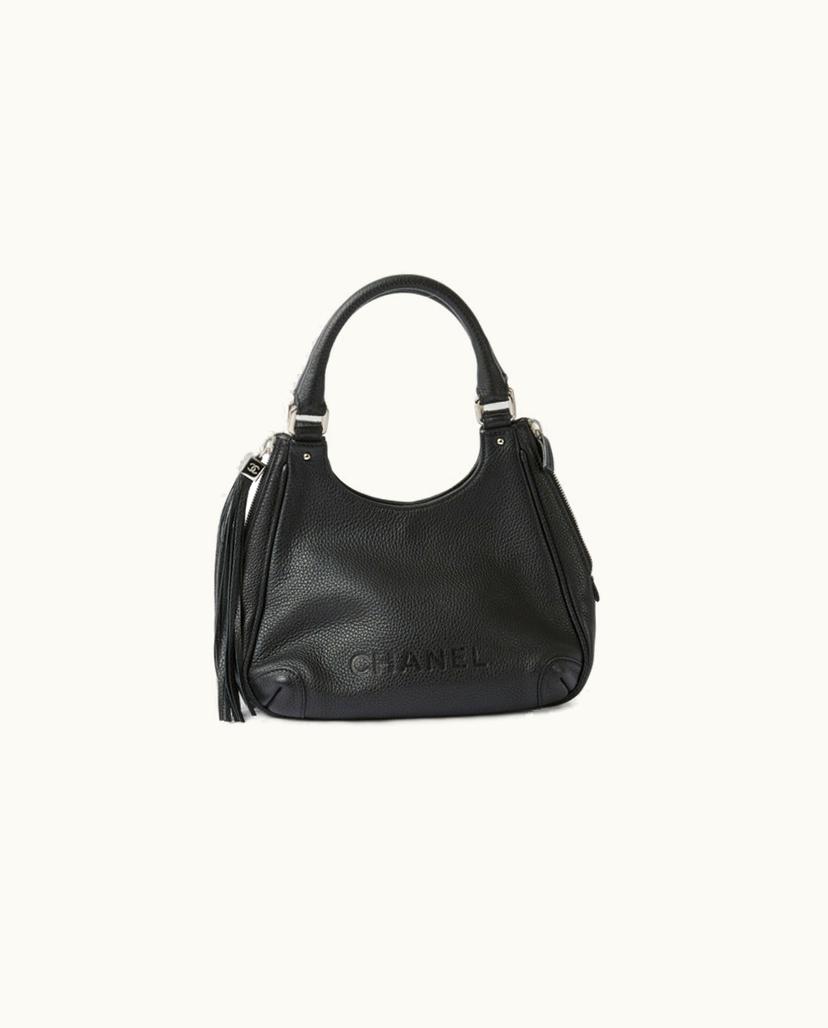 Chanel Chanel CC Fringe Shoulder Bag Leather Black