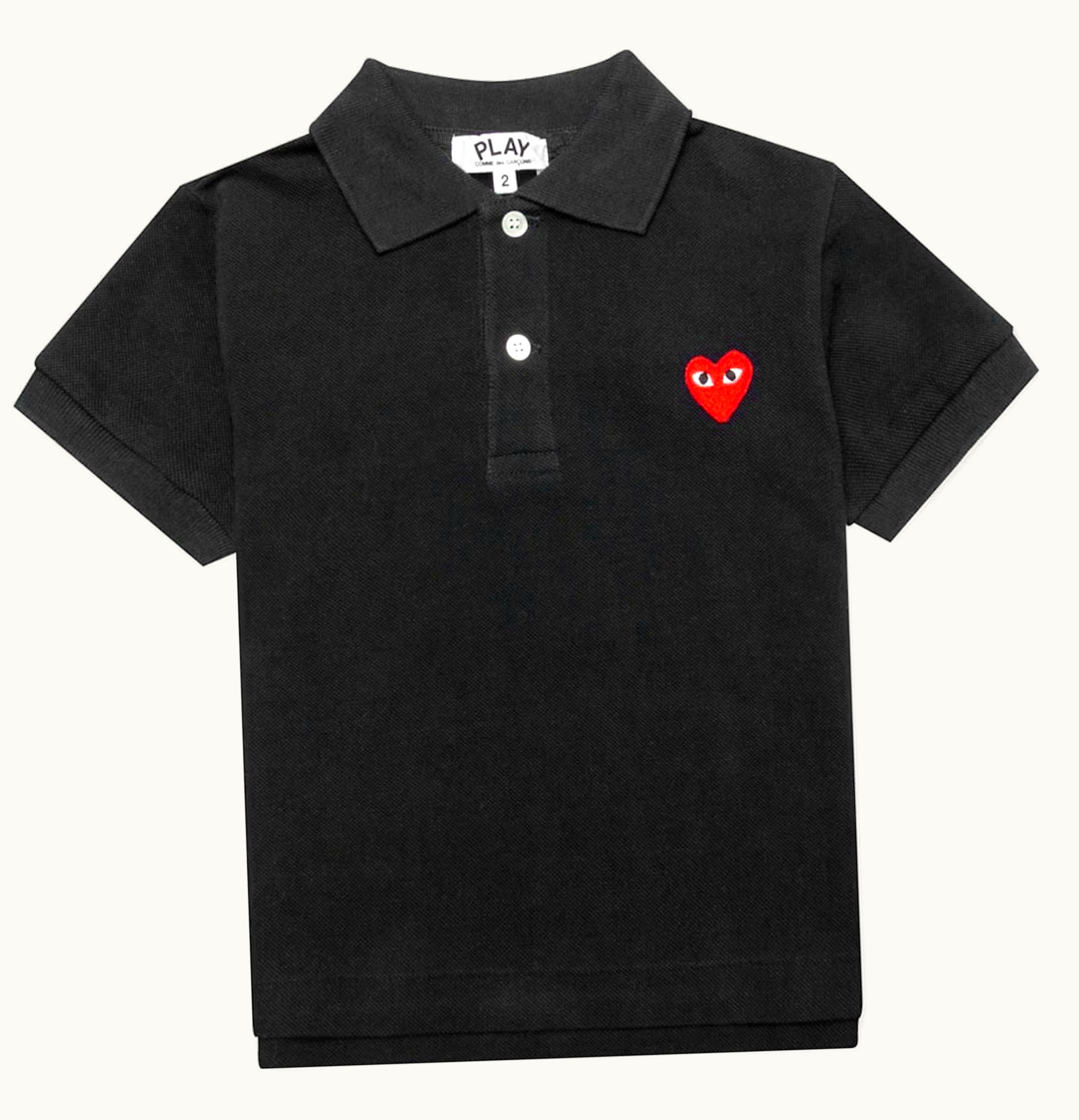CDG Play Comme des Garcons PLAY Kids Red Emblem Polo Black