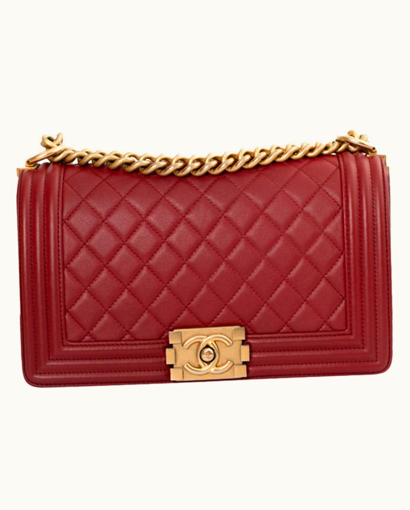 Chanel Chanel Boy Bag Leather Red Gold