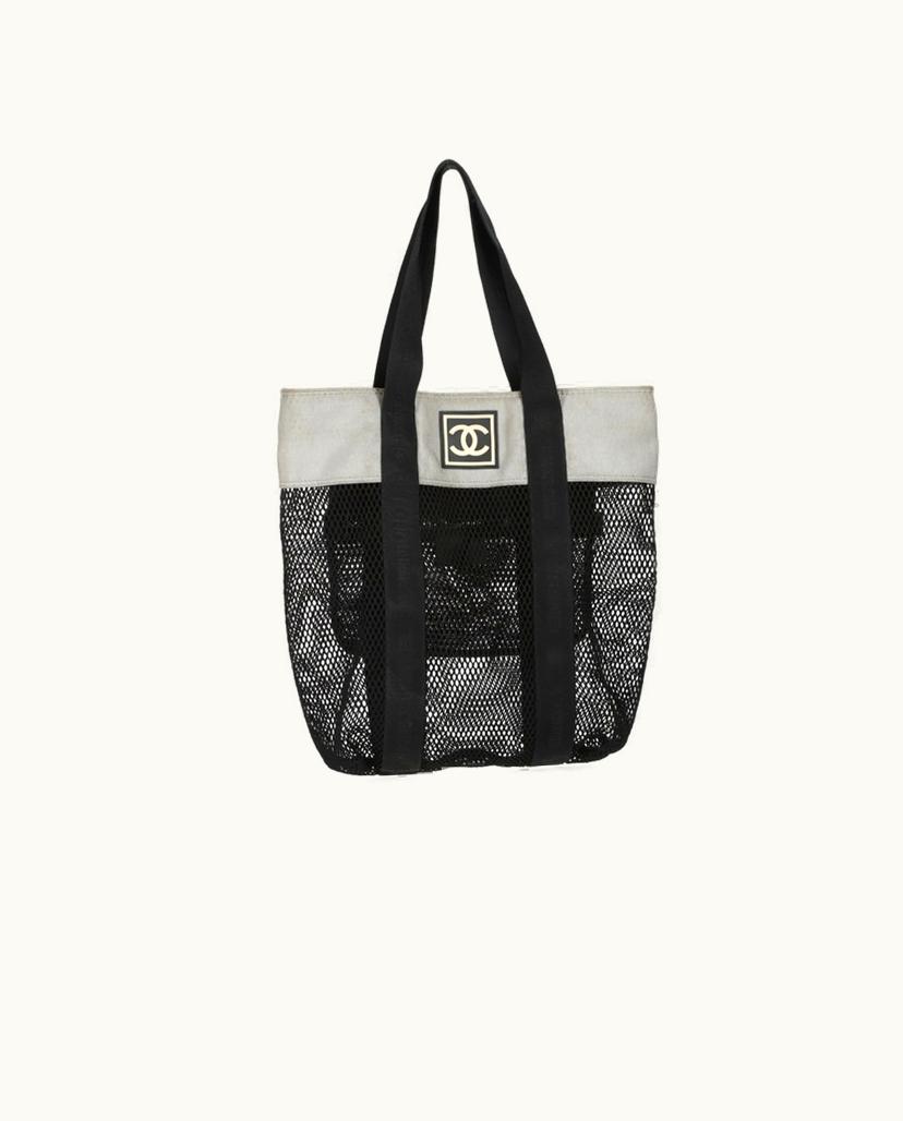 Chanel Chanel Sportline Tote Bag Grey Canvas Black Web