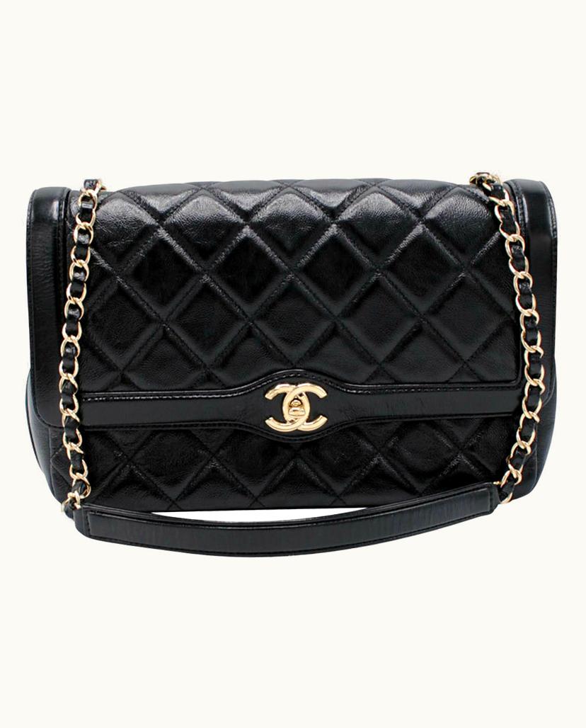 Chanel Chanel Diana Sings Bright Songs Leather Women's Bag Black