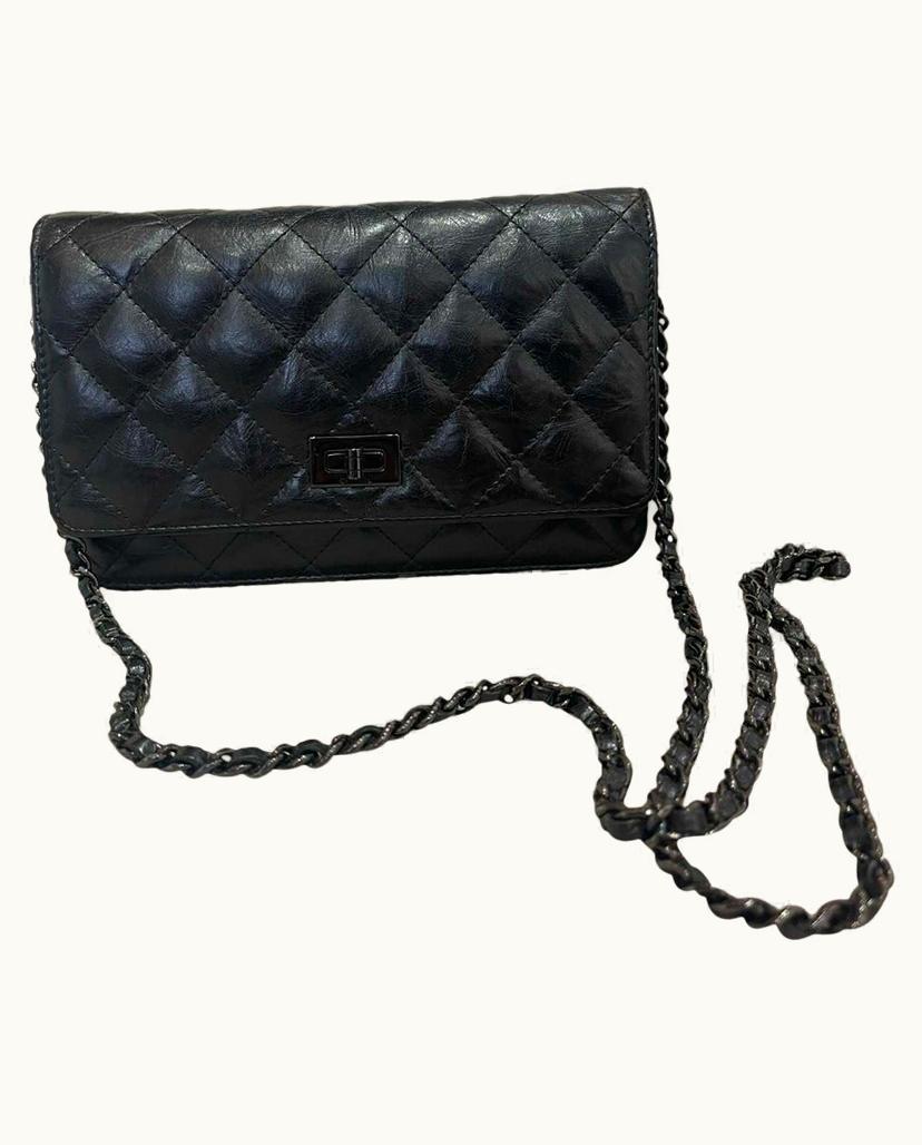 Chanel Chanel 2.55 Wallet on Chain Black Leather Shoulder Bag