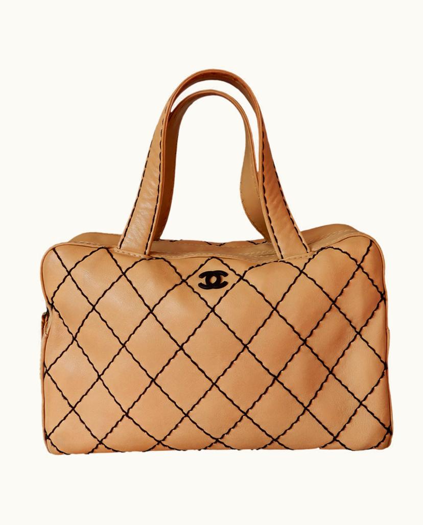 Chanel Chanel 1990 Vintage Beige Leather Handbag