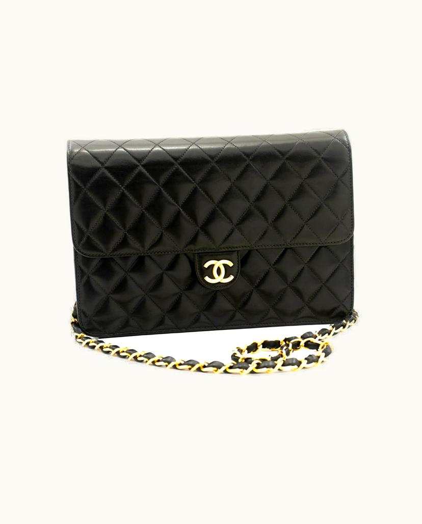 Chanel Chanel Matelassé Chain Shoulder Bag Clutch Leather Black