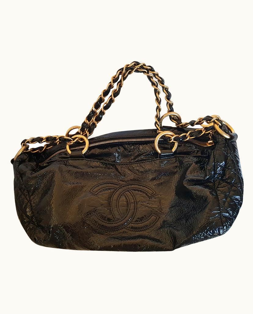 Chanel Chanel Classic Women's Handbag Patent Leather in Black