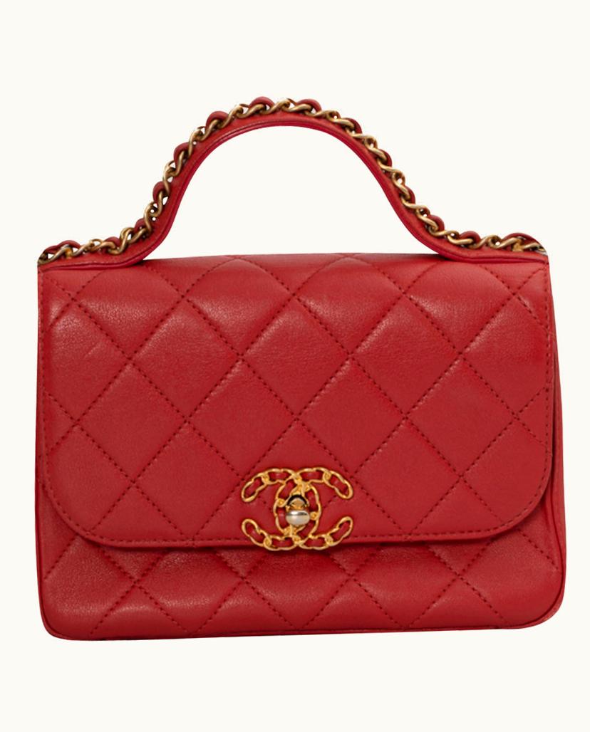 Chanel Chanel Women's Chain Infinity Handle Leather In Red