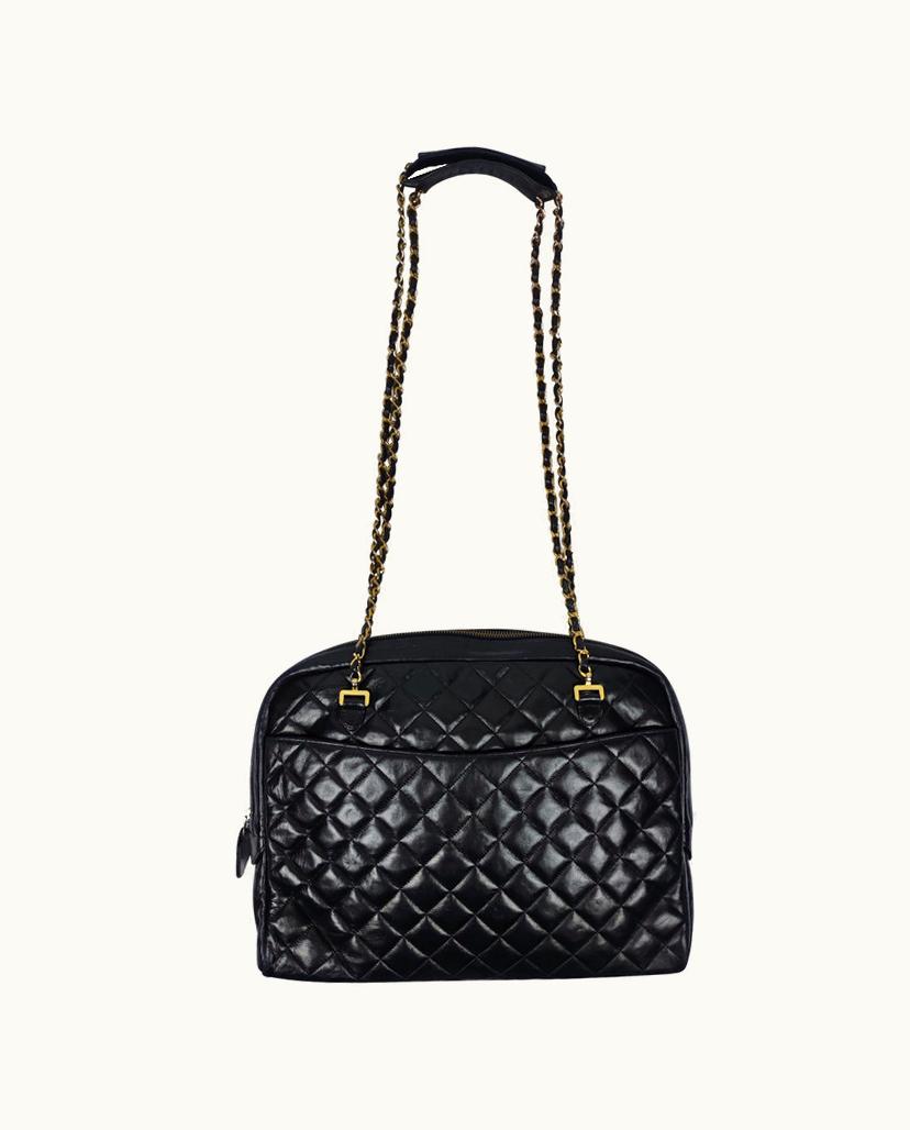 Chanel Chanel Cabas Quilted Tote Bag Lambskin Black