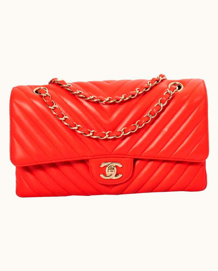 Chanel Chanel Women's Chevron Flap Bag Leather In Red