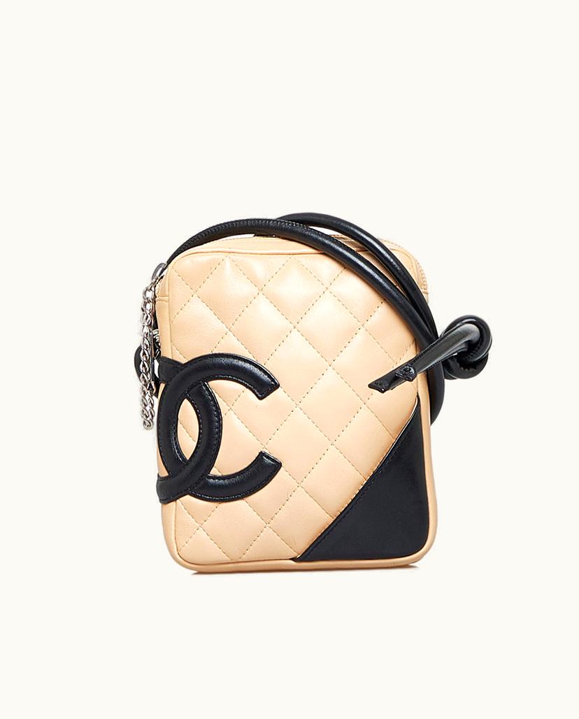 Chanel Chanel Cambon Ligne Crossbody Bag Quilted Lambskin Leather Brown/Beige/Black