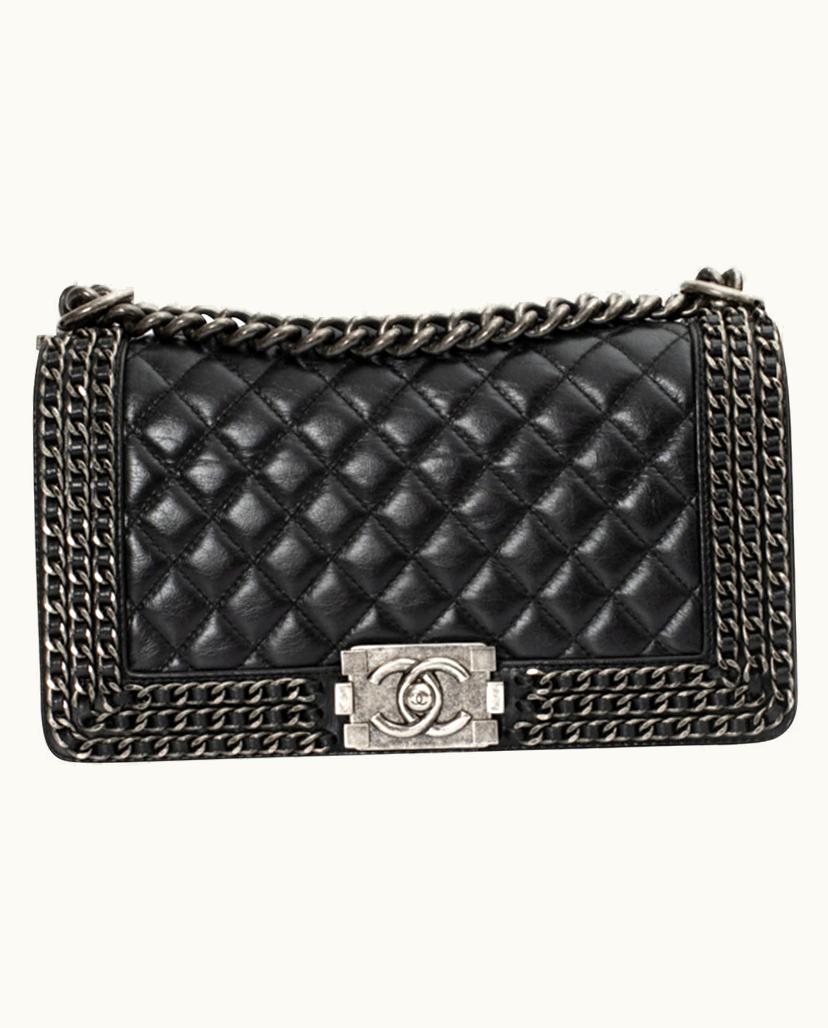 Chanel Chanel Boy Bag Leather In Black Silver Hardware