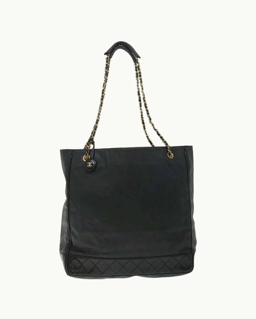 Chanel Chanel Cabas PVC Leather Shoulder Bag Black