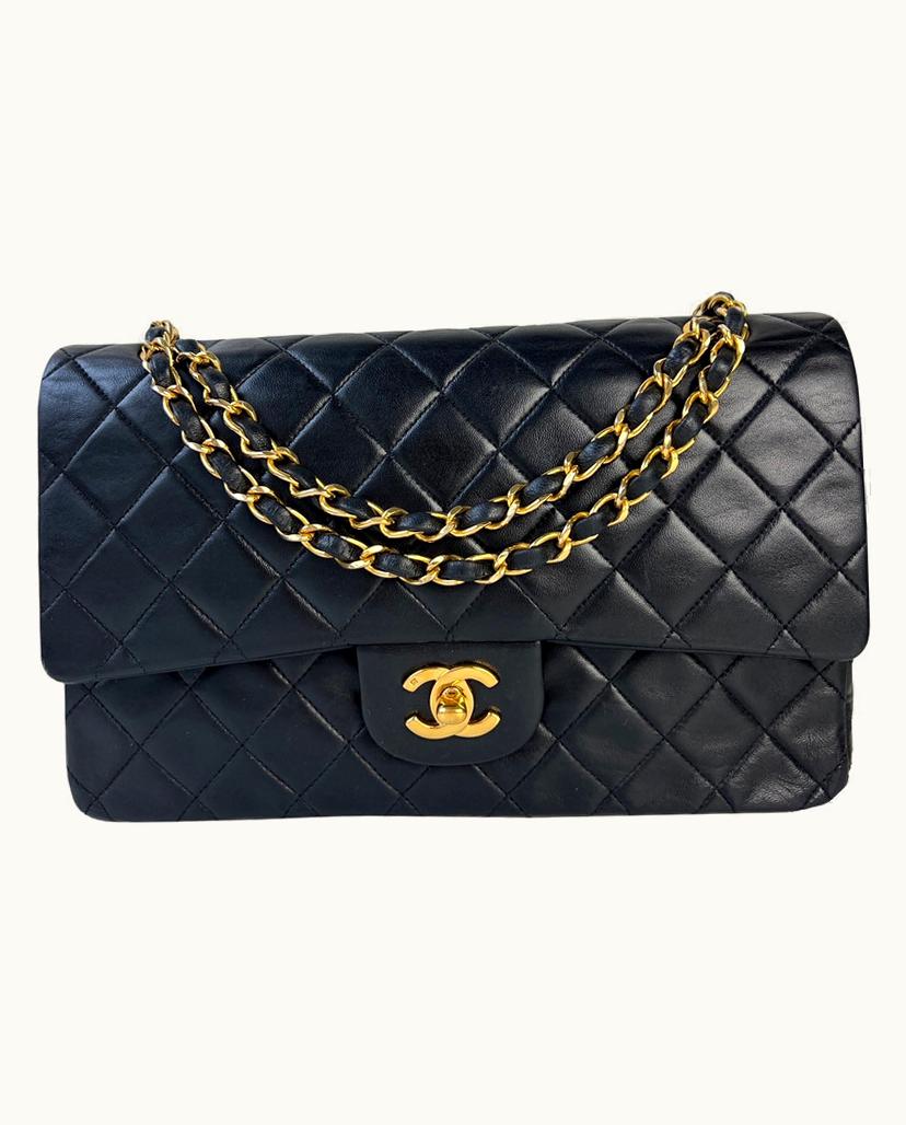 Chanel Chanel Classic Flap Bag Medium Leather In Black with Gold Hardware