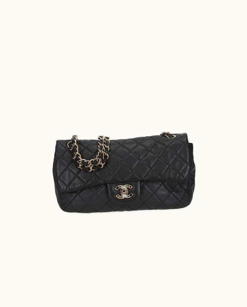 Chanel Chanel Jewel Single Flap Bag Lambskin Leather Black