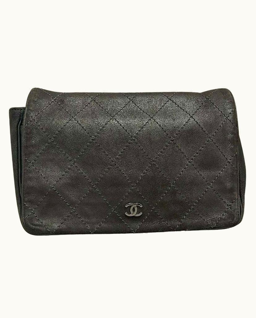 Chanel Chanel Classic Flap Shoulder Bag Leather Grey