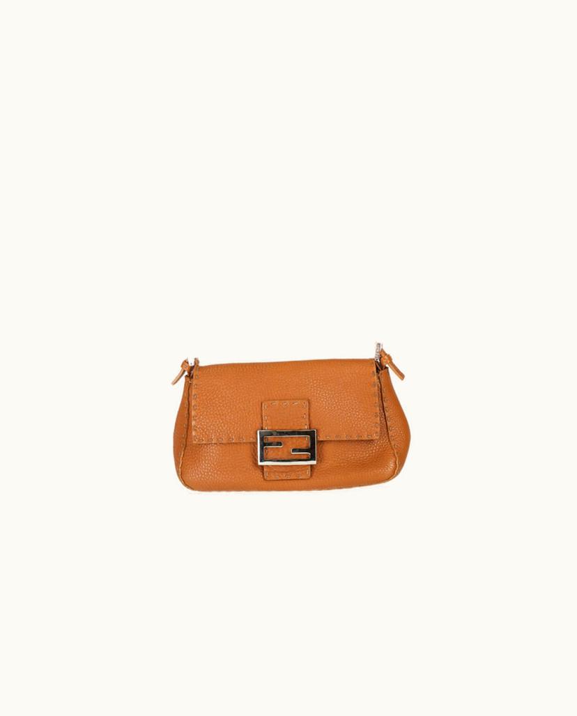 Fendi FENDI Mamma Baguette Leather Selleria Bag Brown