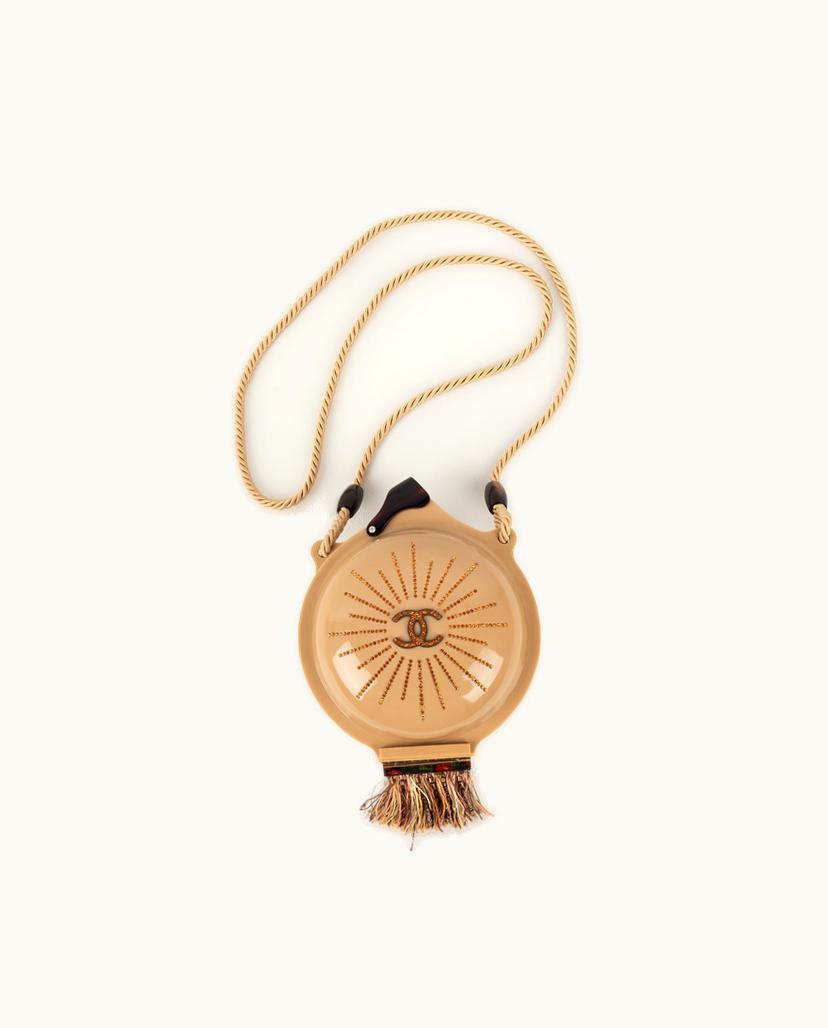 Chanel Chanel Minaudière Beige Bakelite Rhinestone Embellished