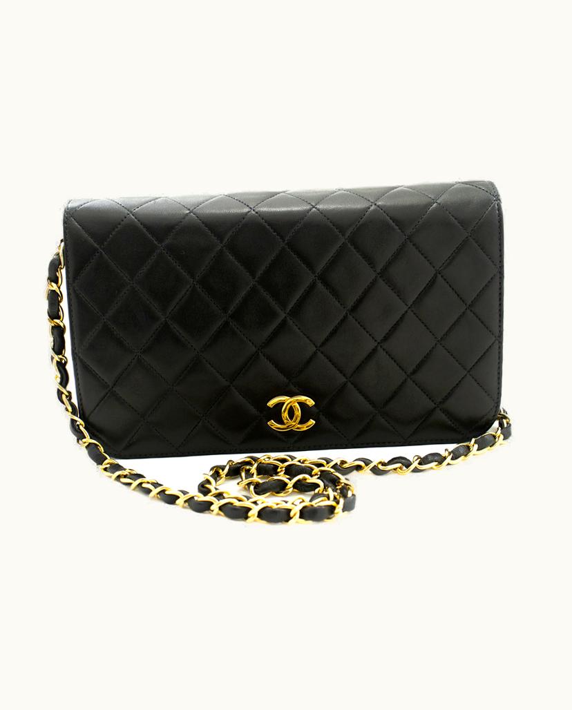 Chanel Chanel Full Flap Shoulder Bag Leather Black